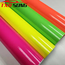 50CM*1M/2M/3M/4M/5M/6M Car Styling Gloss Fluorescent Yellow green  Vinyl Sticker Glossy Fluorescent Car Wrap Foil Self Adhesive 2024 - buy cheap