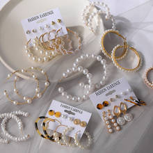 X&P New Fashion Round Big Pearl Earrings for Women Korean Vintage Circle Dangle Drop Earrings Set 2020 Fashion Women's Jewelry 2024 - buy cheap