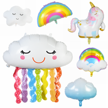 Balão foleado de arco-íris para decoração, happy birthday, bola de hélio para chá de bebê, acessórios decorativos 2024 - compre barato