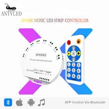 WS2812B WS2811 SP608E Music Controller 8CH Signal Output WS2815 LED Light Strip Built In Mic IOS Android Bluetooth APP DC5V-24V 2024 - buy cheap