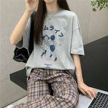 Camiseta feminina retro solta, casual, camiseta, japonesa, kawaii, para mulheres, ulzzang, coreana, roupas harajuku para mulheres 2024 - compre barato