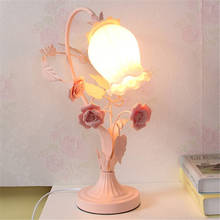 Pink Rose Table Lamp Bedroom Girl Bedside Lamp Princess Creative personality Pastoral Flower Desk Light Fixture 2024 - buy cheap
