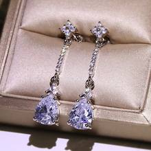 Korea Sparkling White Crystal Drop-Shaped Fashion Temperament Ladies Earrings Wedding Accessories Wedding Engagement 2024 - buy cheap