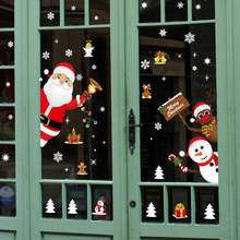 Cartoon Christmas Stickers for Window Showcase Removable Santa Clause Snowman Home Decor Decal Adhesive Christmas Wall Sticker 2024 - buy cheap