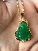 FREE shipping> >>>New Buddha Green Natural stone Necklaces Pendant + Free Chain 2024 - buy cheap