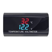 Termómetro impermeable para coche y motocicleta, voltímetro de CC de 12V, 0,28 pulgadas, Monitor de medidor de temperatura de voltaje de doble pantalla 2024 - compra barato