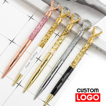 Creative Gold Powder Diamond Ballpoint Pen Oiled Metal Pen Advertising Gift Pen Custom Logo School Office Stationery Wholesale 2024 - buy cheap