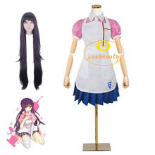 Pendanronpa 2, fantasias de cosplay de mifu longa, preta, saia, uniforme de lolita, avental para halloween, natal, festa 2024 - compre barato