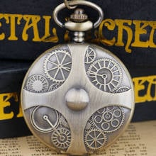 Steampunk Vintage Quartz Pocket Watches Relogio Fob Watches Men Gear Pendant with Necklace Chain 2024 - buy cheap