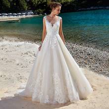 V-Neck Beach Wedding Dresses 2021 Sleeveless Applique Lace Bridal Dress A-Line Backless Plus Size Wedding Gown Vestidos De Novia 2024 - buy cheap