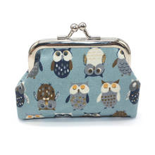 2021 New Women Coin Purse Owl Printing Lady Change Purse Cotton Coin Wallet Female Money Bag Mini Cotton Fabric Purse 2024 - buy cheap