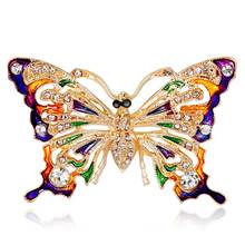 Broche de mariposa con diamantes de imitación de aleación chapado en oro nuevo broche de mariposa esmaltado Retro-broche abrigo de invierno accesorios al por mayor. 2024 - compra barato