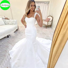 Женское свадебное платье с юбкой-годе, белое атласное платье невесты, дешевое свадебное платье, лето 2021 2024 - купить недорого