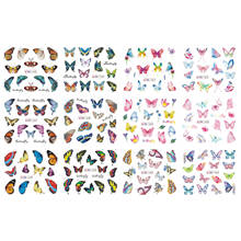 Ueste-adesivo decorativo para unhas, 12 pacotes/lote, adesivo em forma de adesivo, floral, borboleta, insetos coloridos 2024 - compre barato