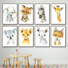 Elefante girafa, zebra, coelho, raposa, selva, arte impressa para parede, pôster nórdico, decoração para quarto de bebês 2024 - compre barato