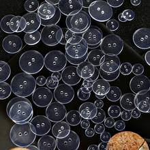Botões de plástico transparentes de 9-25mm, camisa de resina de costura transparente, botão redondo com dois furos para roupas, acessórios de aparência 2024 - compre barato