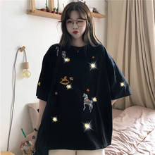 2020 summer fashion t shirt women harajuku streetwear cartoon  unicorn print cotton t-shirt o-neck loose tshirt tops plus size 2024 - buy cheap