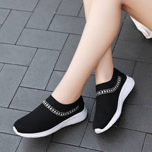 Damyuan apartamentos sapatos femininos deslizamento-na meia tênis deslizamento em tênis confortável respirável senhoras malha moda calçados outono 2024 - compre barato