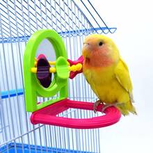 Подставка для птиц, окунь с зеркалом, пластиковая стойка для попугаев, игровая стойка, жевательная игрушка, птичья клетка, веселая платформа 2024 - купить недорого
