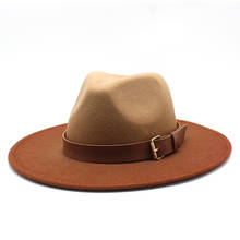 Womens Fedora Hat Wool Khaki Jazz Hats Female National Casual Large Brim Vintage Autumn Classic Felt Hat And Cap 2020 2024 - buy cheap