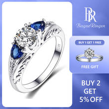 Женское Обручальное кольцо Bague Ringen, классическое ювелирное изделие из 100% серебра 925 пробы, сапфир, драгоценный камень 2024 - купить недорого