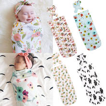 New Fashion Children's Sleeping Bag + Headwear 2Pcs/Set Newborn Baby Swaddle Blanket Baby Sleeping Swaddle Muslin Wrap Headband 2024 - buy cheap