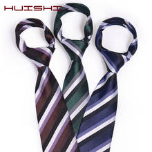 HUISHI-Corbata de oficina para hombre, corbata de negocios, regalo de lujo para boda, corbatas de moda Jacquard a rayas, verde, azul y marrón 2024 - compra barato