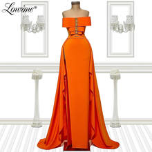 Простое оранжевое сексуальное вечернее платье с разрезом, модель 2021 года, платье без рукавов со стразами и бусинами, официальное платье-русалка, вечерние платья, платья для выпускного вечера в Дубае 2024 - купить недорого