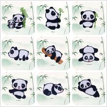 Cute Panda Cat Patches Embroidery Iron on Patch for Stripes Clothing DIY Stickers Sew on Clothes Denim Jacket animals Appliques 2024 - buy cheap