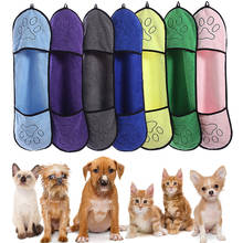 Toalha de banho para animais de estimação, toalha absorvente com bolso para secagem de cães, gatos e cachorros 2024 - compre barato