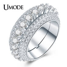 Umode moda única rotatable luxo pavimentado eternity anéis para mulheres noivado anel de casamento banda presentes jóias aur0573a 2024 - compre barato