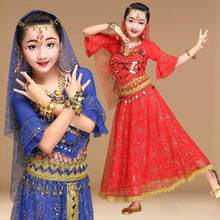 Dança indiana para salão de baile, roupas para performance de dança do ventre, meninas, bollywood, traje de dança oriental 2024 - compre barato