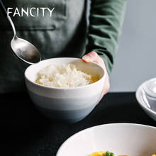 FANCITY-cuenco de cerámica para arroz, tazón de sopa grande creativo, tazón de fideos con personalidad, tazón para ensalada de frutas 2024 - compra barato
