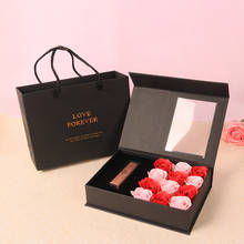 Caja de regalo de flor de jabón, caja de joyería con tapa, collar de lápiz labial creativo, conjunto de caja, regalo de cumpleaños del Día de San Valentín, 12 Uds. De jabón Floral 2024 - compra barato