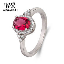 WEGARSTI Romantic Ruby Gemstone Fine Jewelry CZ Crystal 925 Silver Ring Women's Bridal Engagement Wedding Rings Size 5-10 2024 - buy cheap