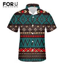 FORUDESIGNS Fashion Tribal Aztec Printed Casual Men Loose Shirt Tops Summer Oversized Comfortable Short Sleeved Blouses Male New 2024 - buy cheap