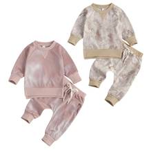 Conjunto de ropa para bebé recién nacido de 0 a 24 meses, Tops y Pantalones estampados de Tie-Dye de manga larga para otoño y primavera, trajes suaves para bebé 2024 - compra barato