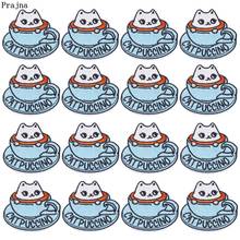 Prajna 10PCS Catpuccino Embroidered Patches For Clothing Iron On Patches Cartoon Patches For Clothes Applique Stripes Cute Badge 2024 - buy cheap