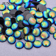 JUNAO 10mm Black AB Flat Back Resin Rhinestone Round Crystal Stones Non Hotfix Scrapbook Strass Decoration Applique DIY Craft 2024 - buy cheap