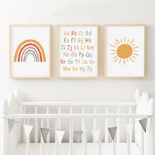 Boho Alphabet Rainbow Sunshine Nursery Wall Art Canvas Painting Poster Print Wall Pictures Kids Room Home Decoration NO FRAME 2024 - buy cheap