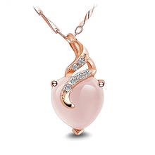 Love heart pink crystal zircon diamonds gemstones pendant necklaces for women 14k rose gold color choker jewelry bijoux gifts 2024 - buy cheap