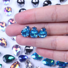 Pulaqi Drop Shape Rhinestones Applique For Clothing Dress Crystal Rhinestones Sewn Stones And Crystals Claw Diamond Rhinestone F 2024 - buy cheap