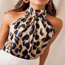 Sexy Off Shoulder Leopard Blouse Chiffon Women Tops Summer 2021 Animal Print Casual Backless Sleeveless Shirts 2024 - buy cheap