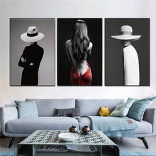 Quadros em tela preto e branco figura modelo cartazes e impressões minimalismo menina quadros da parede sala de estar decoração para casa 2024 - compre barato