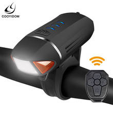 Farol para bicicleta recarregável, preto, usb, led, controle remoto, luz de buzina, acessórios para ciclismo 2024 - compre barato