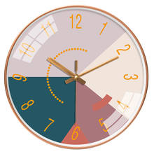 Креативные модные беззвучные круглые часы карманные часы, Гостиная Современная цветная вставка простые атмосферные домашние кварцевые часы 2024 - купить недорого