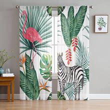 Zebra Flamingo Tropical Jungle Tulle Curtains for Bedroom Modern Voile Curtains Home Decoration Window Curtains 2024 - buy cheap