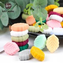 Let's Make Silicone Beads Teething Leaves 5pcs Wholesale DIY Pacifier Chain BPA Free Cartoon Food Grade Baby Teether Bracelet 2024 - buy cheap