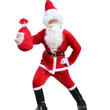 Traje de Papá Noel con botas para hombre, conjunto de ropa con abrigo, pantalones, cinturón, sombrero y barba para fiesta de navidad 2024 - compra barato