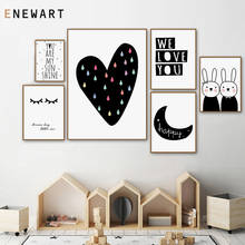 Cartoon Rabbit Prints and Posters Cartoon Colorful Heart Nursery Quote Canvas Art Painting Wall Picture Nordic Kids Room Decor 2024 - buy cheap